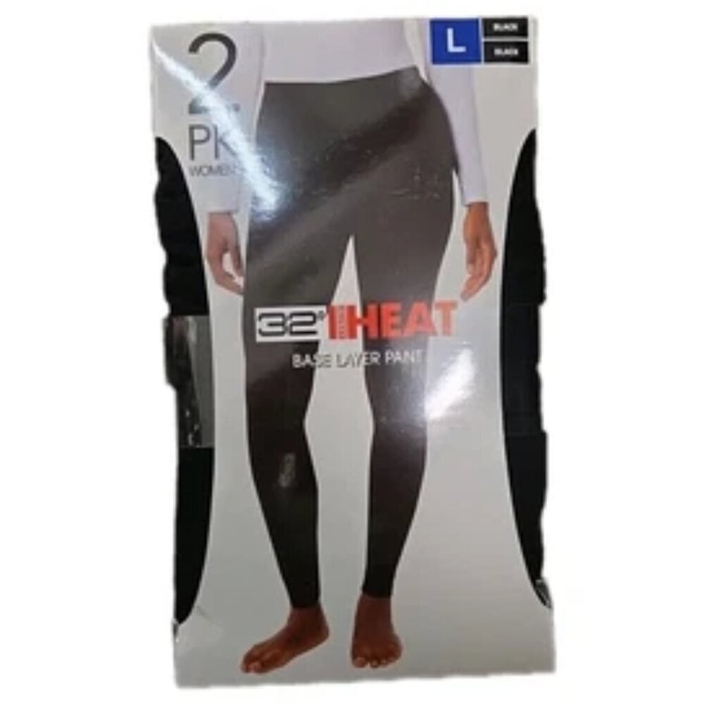 NWT - 32 Degrees Heat Women’s Base Layer Black Pant 2 Pack - Size L